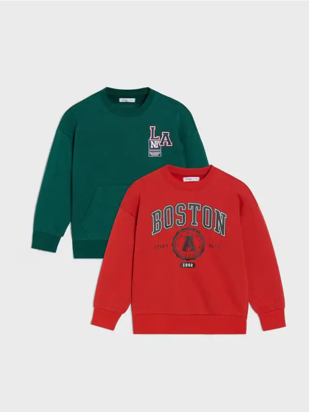 Felpa con scollo crewneck 2 pack - carminio