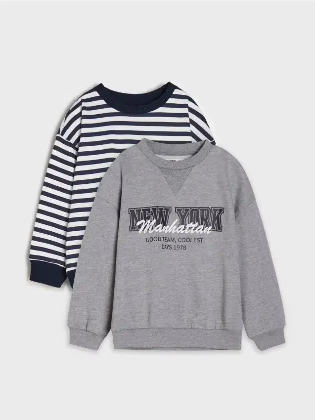 Felpa con scollo crewneck 2 pack - grigio medio