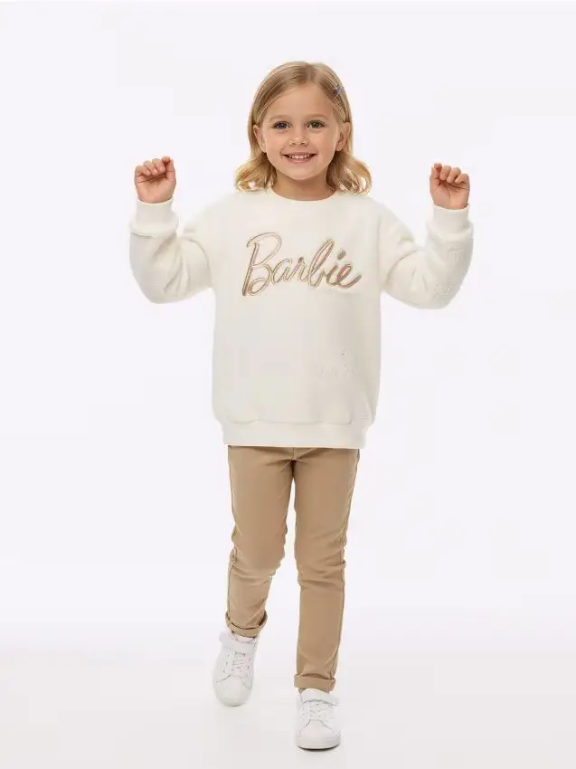Felpa con scollo crewneck Barbie - panna