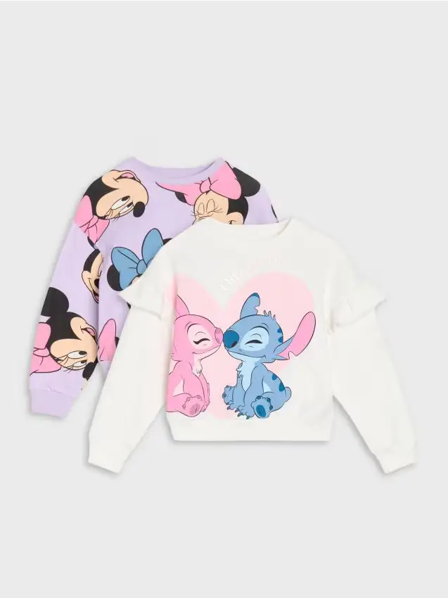 Felpa con scollo crewneck Disney 2 pack - panna