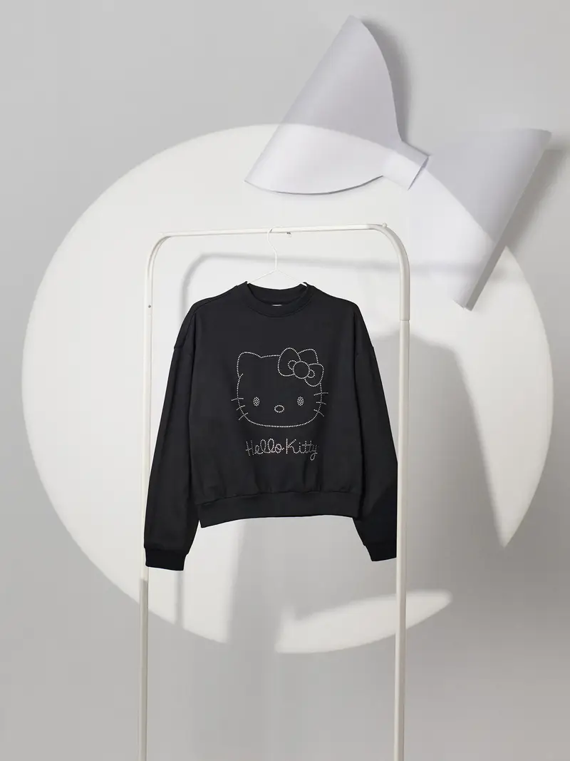 Felpa con scollo crewneck Hello Kitty - nero miniatura 3