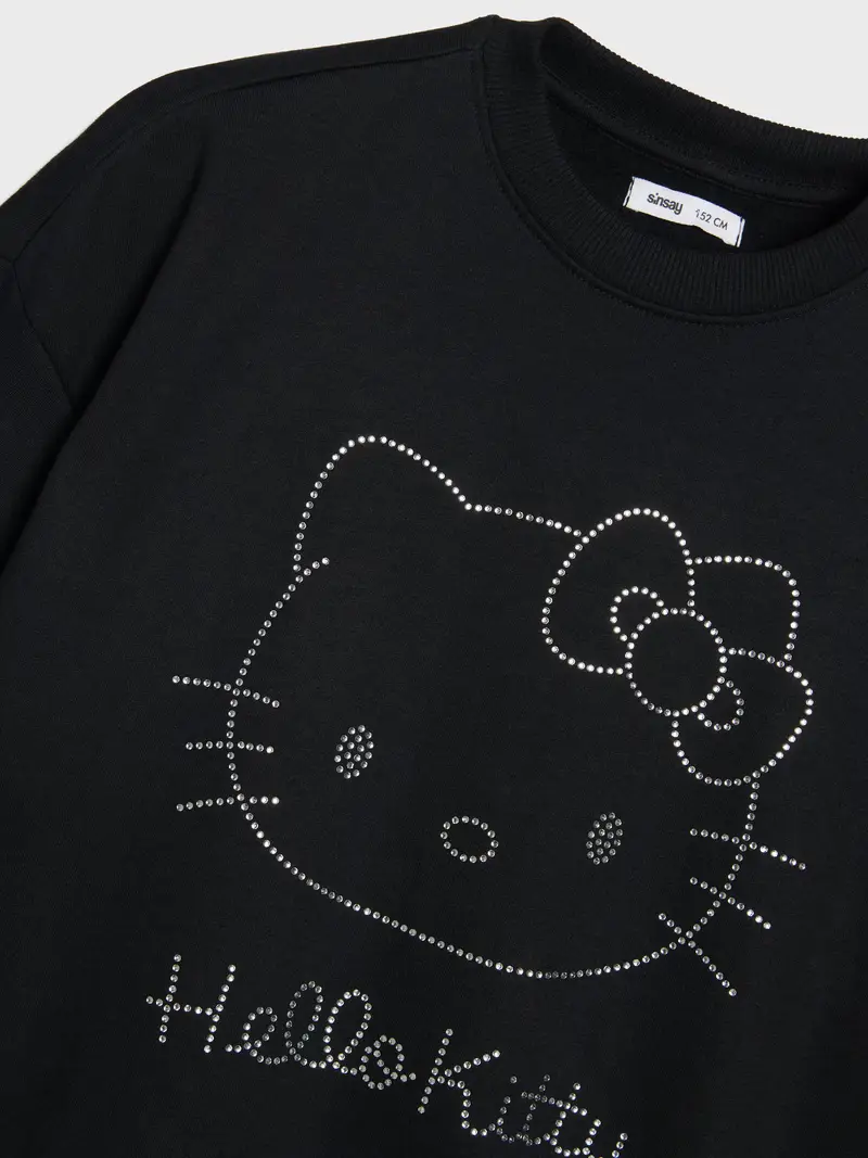 Felpa con scollo crewneck Hello Kitty - nero miniatura 4