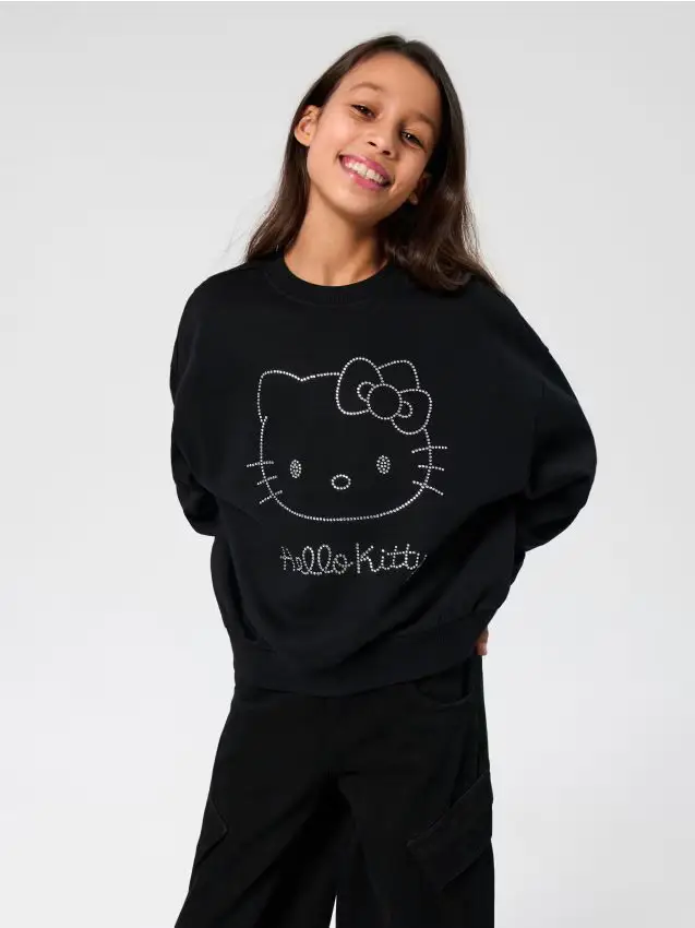 Felpa con scollo crewneck Hello Kitty - nero