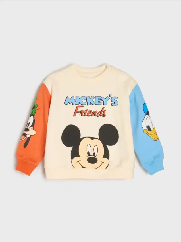 Felpa con scollo crewneck Mickey Mouse - panna