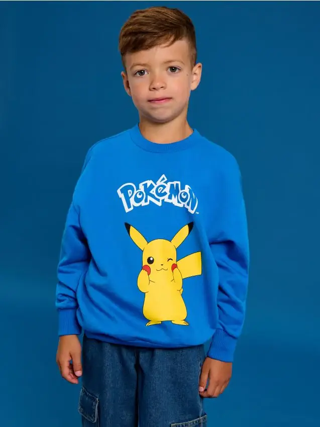 Felpa con scollo crewneck Pokemon - blu
