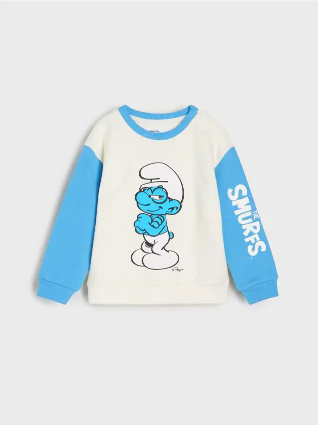 Felpa con scollo crewneck The Smurfs - panna