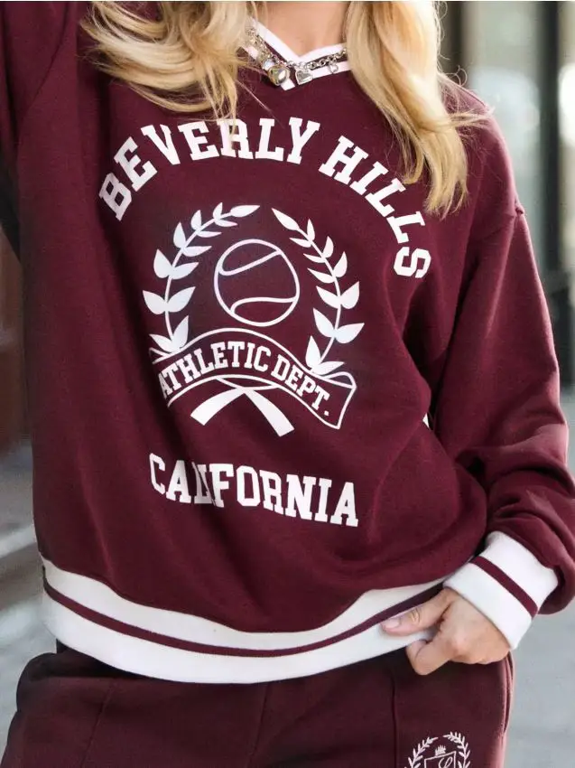 Felpa con stampa - bordeaux