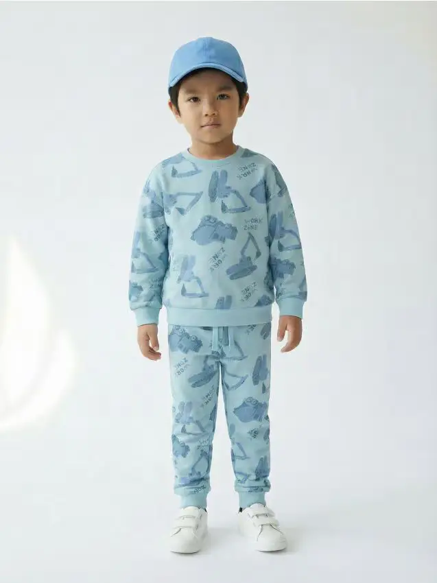 Felpa con stampa di escavatore - azzurro