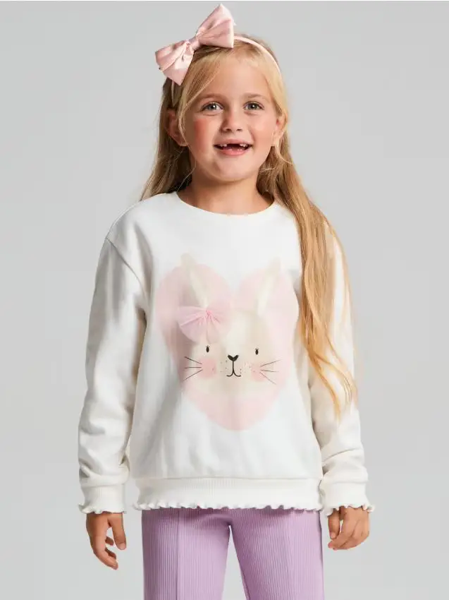 Felpa con stampa - panna