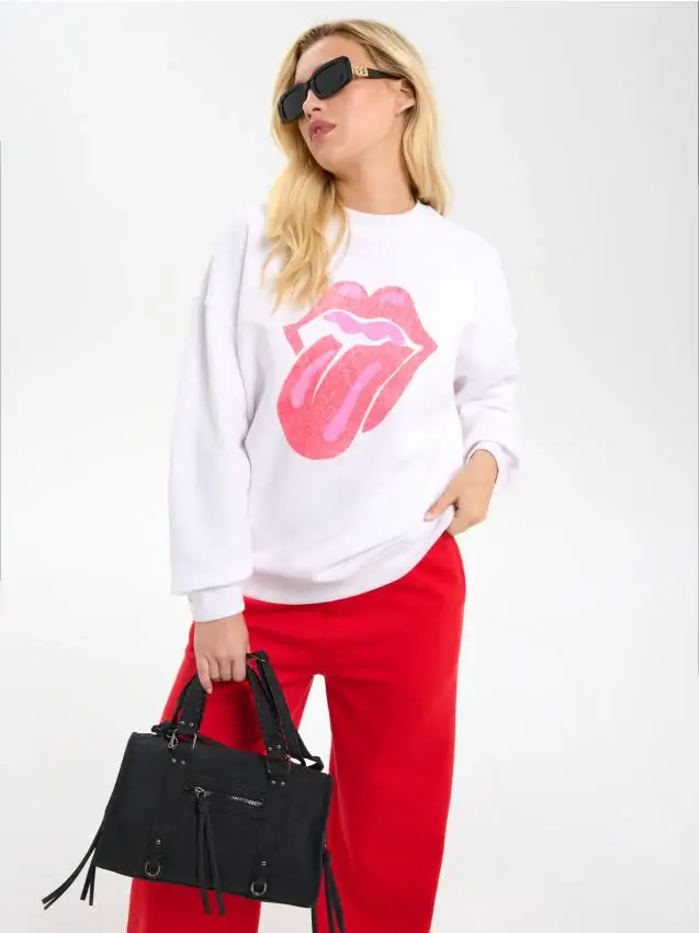 Felpa con stampa The Rolling Stones - panna