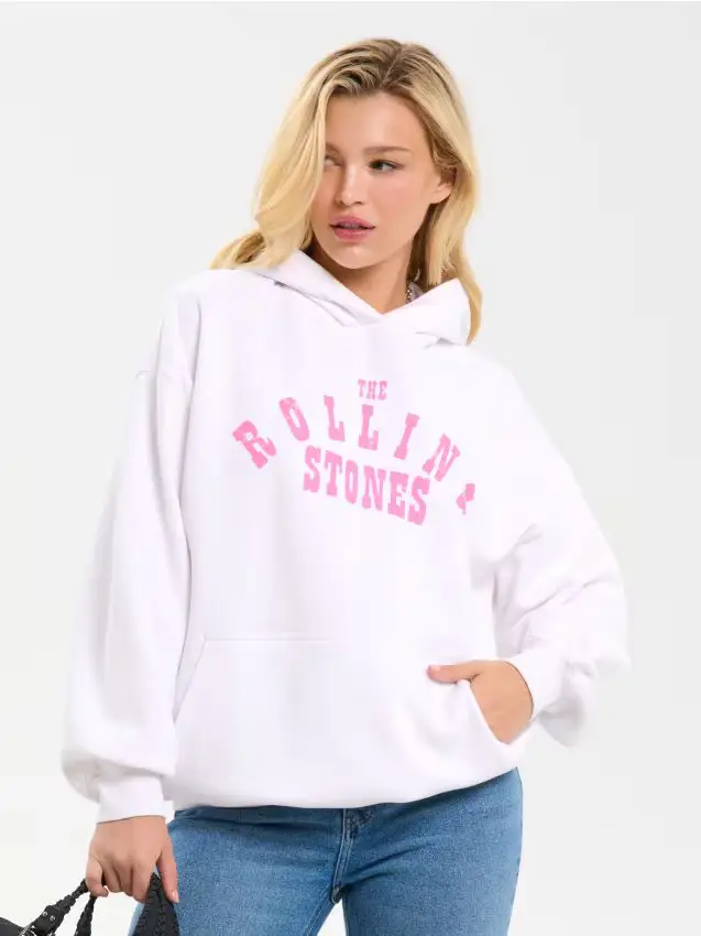 Felpa con stampa The Rolling Stones - panna