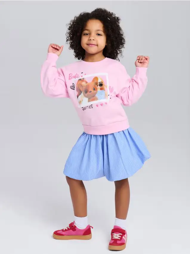 Felpa Crewneck con stampa Barbie - rosa pastello