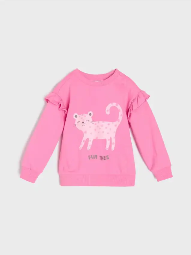Felpa crewneck con stampa di gatto - rosa