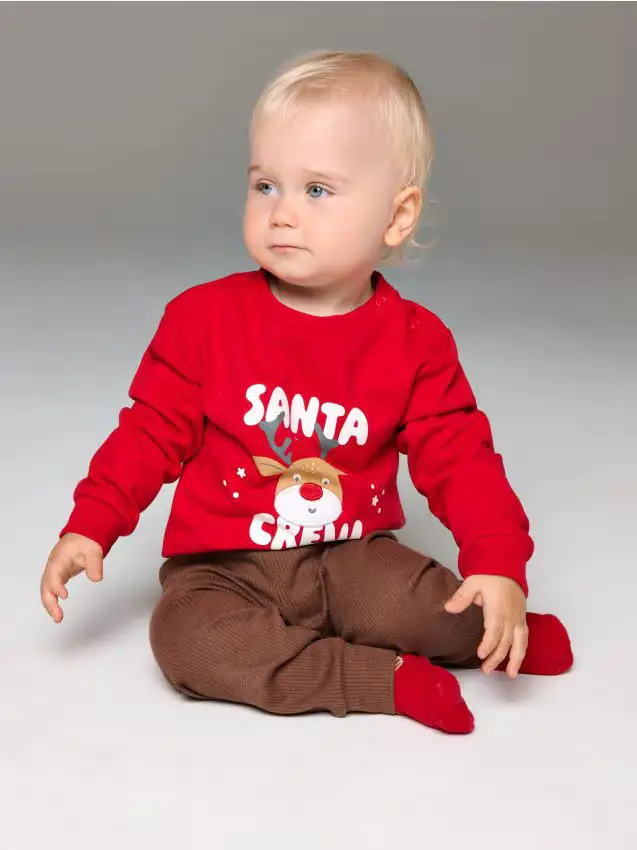 Felpa girocollo con motivo natalizio - rosso