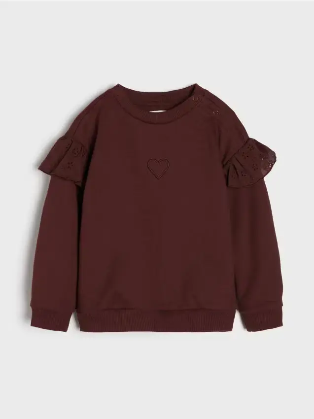 Felpa girocollo con ricamo - panna