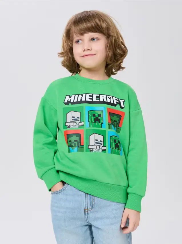 Felpa girocollo con stampa Minecraft - verde fresco