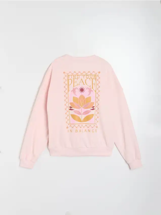 Felpa girocollo con stampa - rosa pastello