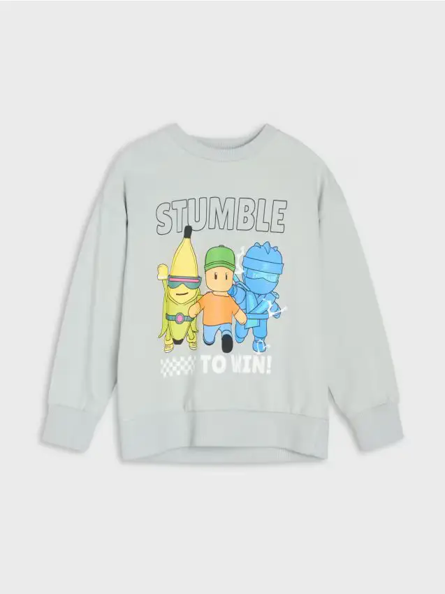 Felpa girocollo con stampa Stumble Guys - grigio chiaro