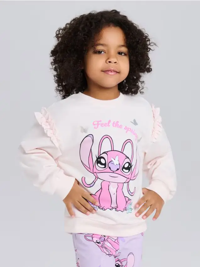 Felpa girocollo Lilo & Stitch - panna