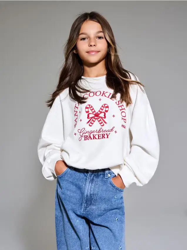 Felpa girocollo - panna