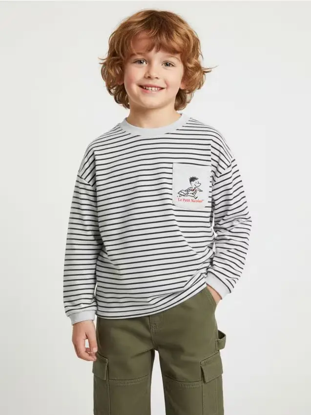 Felpa in cotone a righe Le Petit Nicolas - grigio chiaro