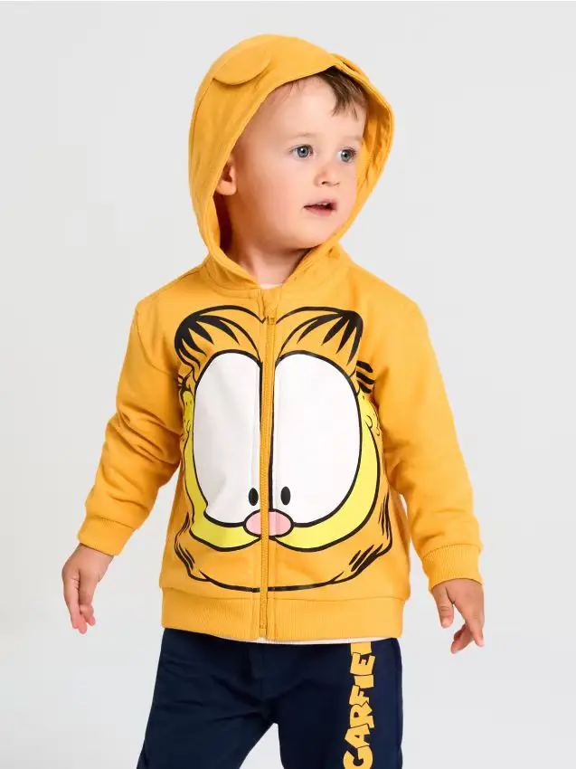 Felpa in cotone con stampa Garfield - arancione chiaro