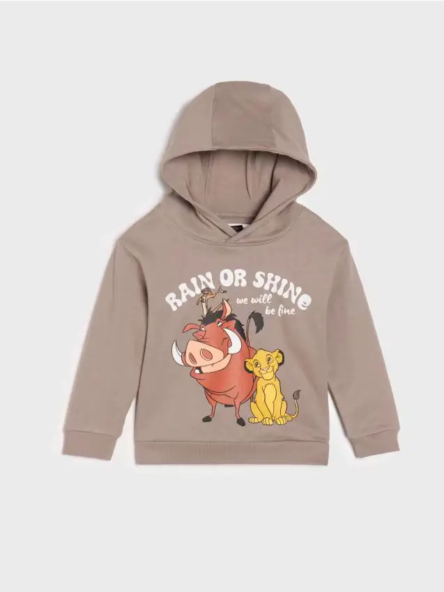 Felpa in cotone con stampa Lion King - marrone