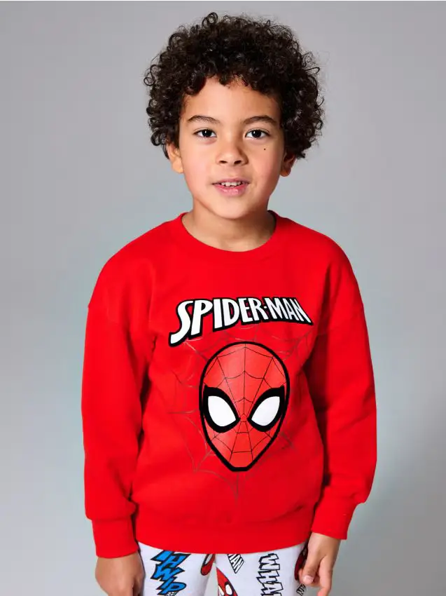 Felpa in cotone con stampa Spider-Man - rosso