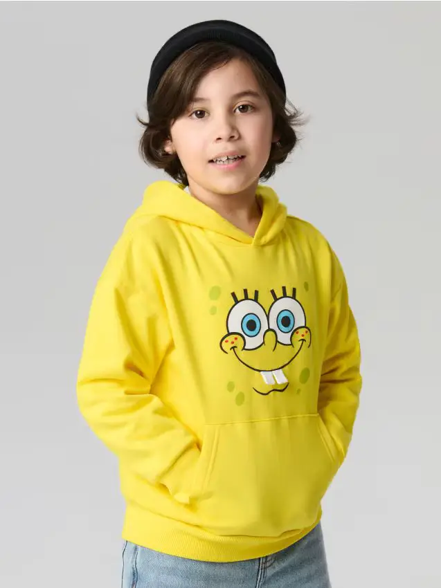 Felpa in cotone con stampa SpongeBob - giallo