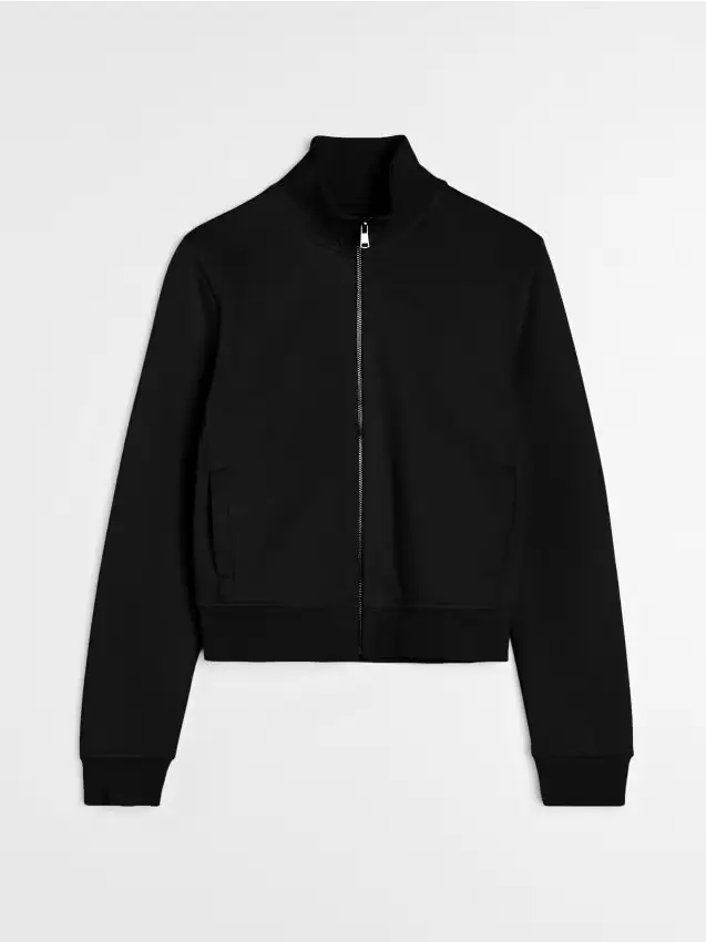 Felpa liscia con collo alto - nero