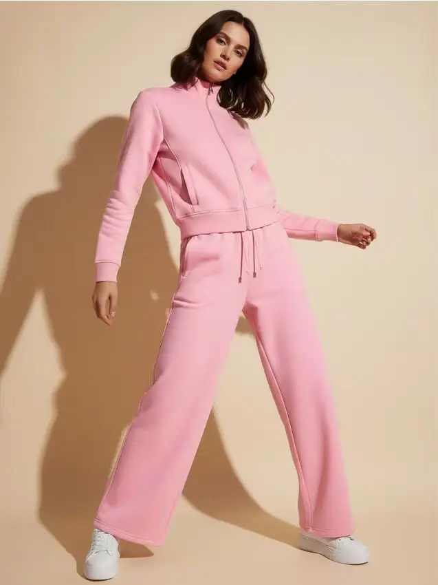 Felpa liscia con collo alto - rosa