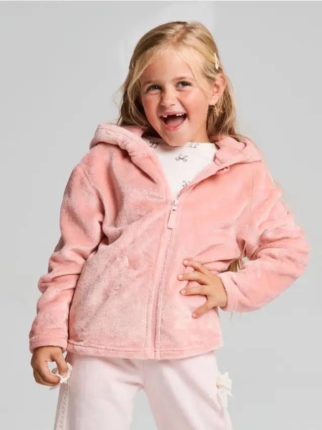 Felpa pelosa con elementi 3D - rosa