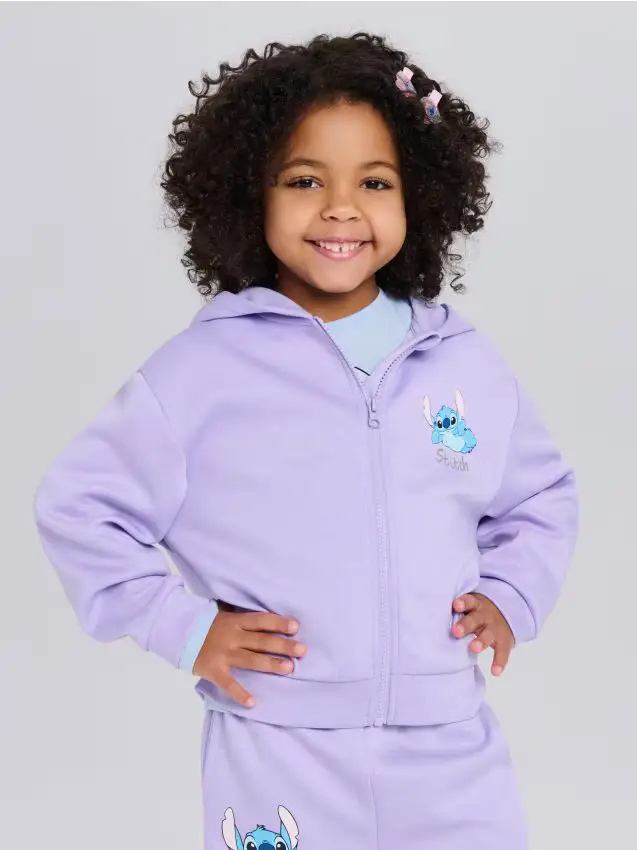 Felpa sportiva con cappuccio in schiuma sottile Stitch - lavanda