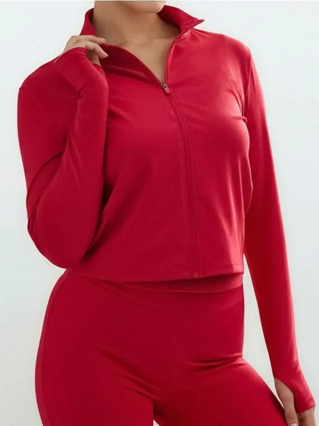 Felpa sportiva con collo alla coreana Gym Hard - rosso