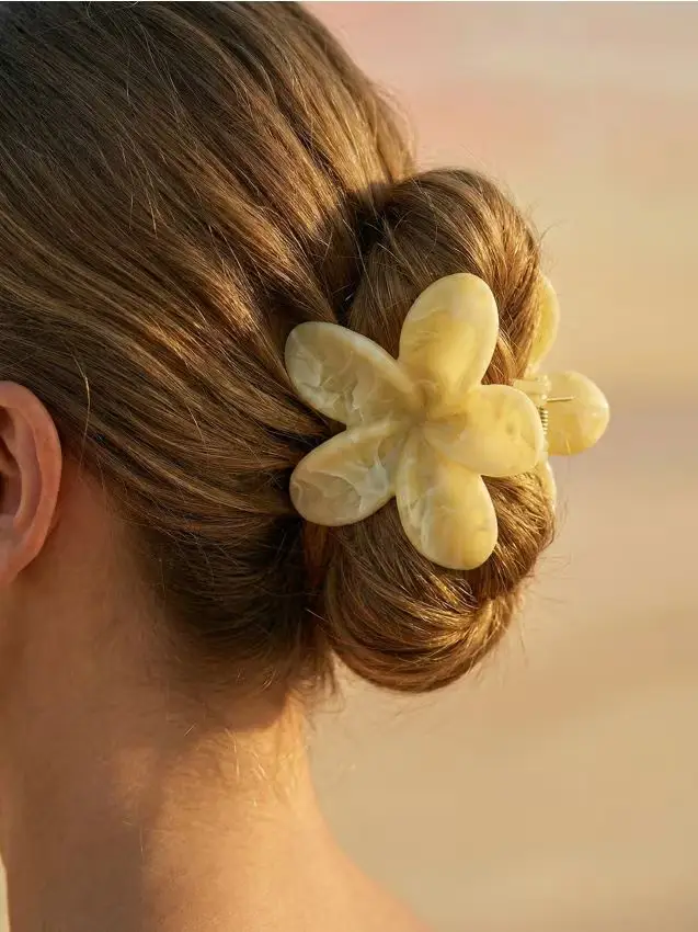 Fermaglio per capelli a forma di fiore - giallo chiaro