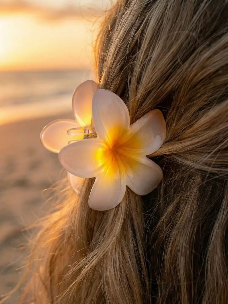 Fermaglio per capelli a forma di fiore - panna miniatura 5