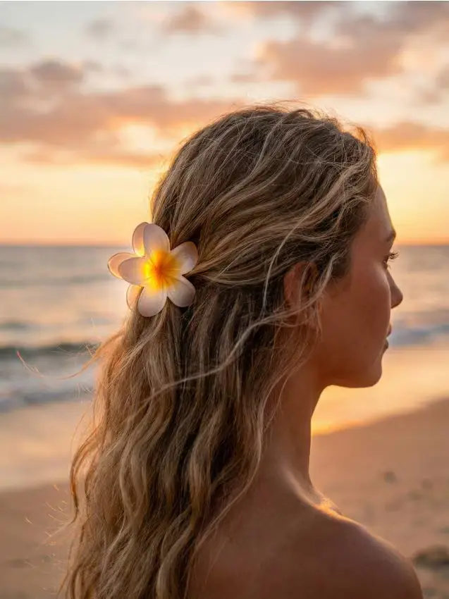 Fermaglio per capelli a forma di fiore - panna