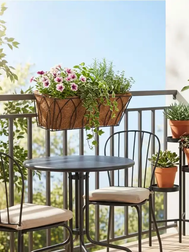 Fioriera da giardino in metallo con inserto in sughero - nero