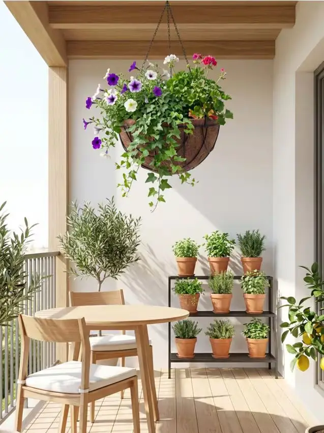 Fioriera da giardino sospesa in metallo con inserto in sughero - nero