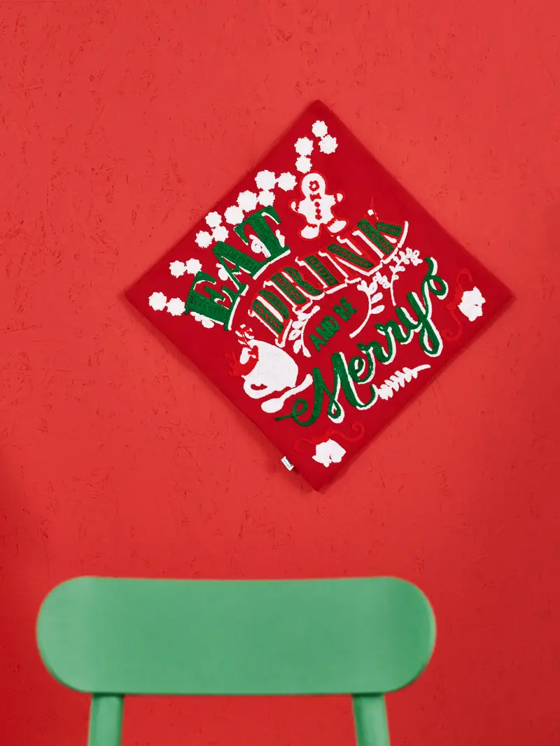 Fodera per cuscino con testo natalizio - rosso miniatura 3