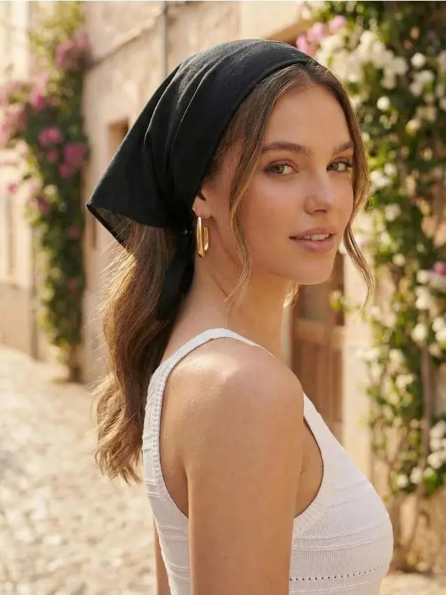 Foulard con finitura satinata - nero