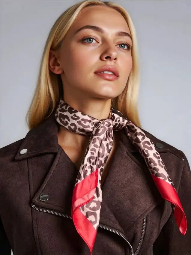 Foulard Con Stampa Leopardata - rosso