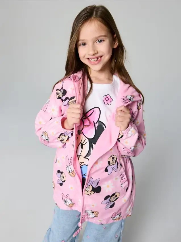 Giacca a vento leggera con cappuccio Minnie Mouse - rosa pastello