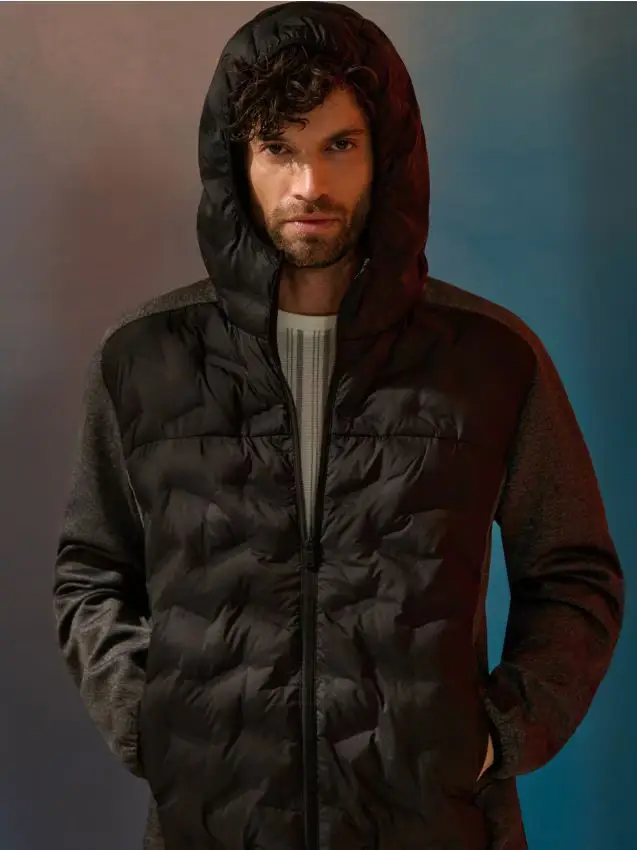 Giacca a vento trapuntata con cappuccio - grigio scuro