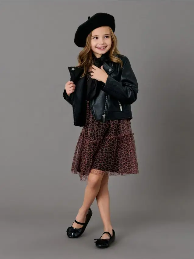 Giacca biker in eco pelle - nero