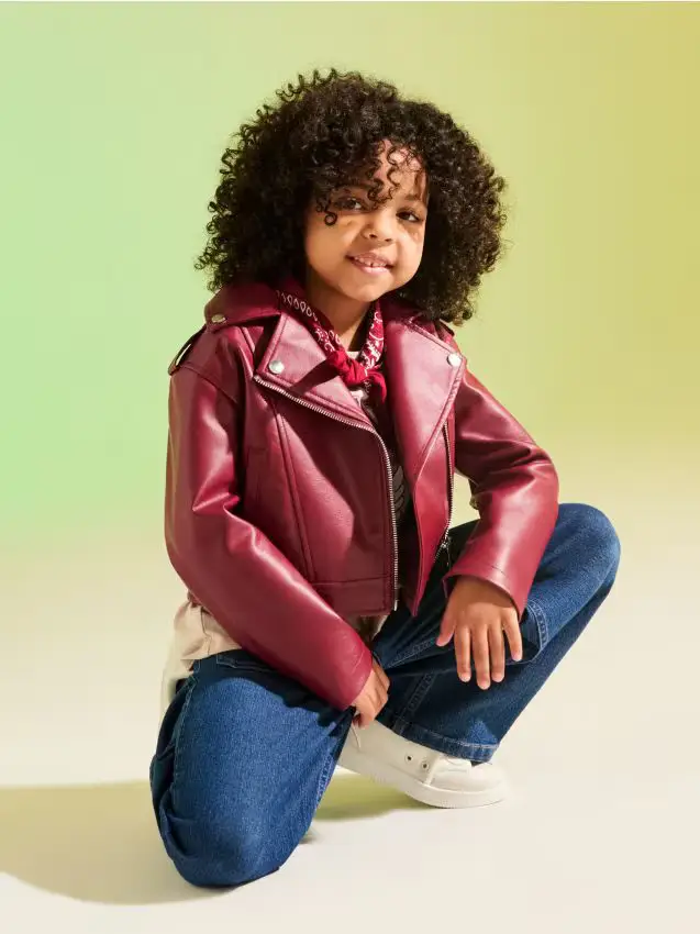 Giacca biker in ecopelle - maroon