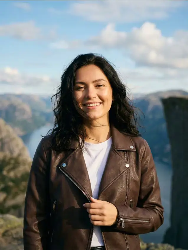 Giacca biker in ecopelle - marrone scuro