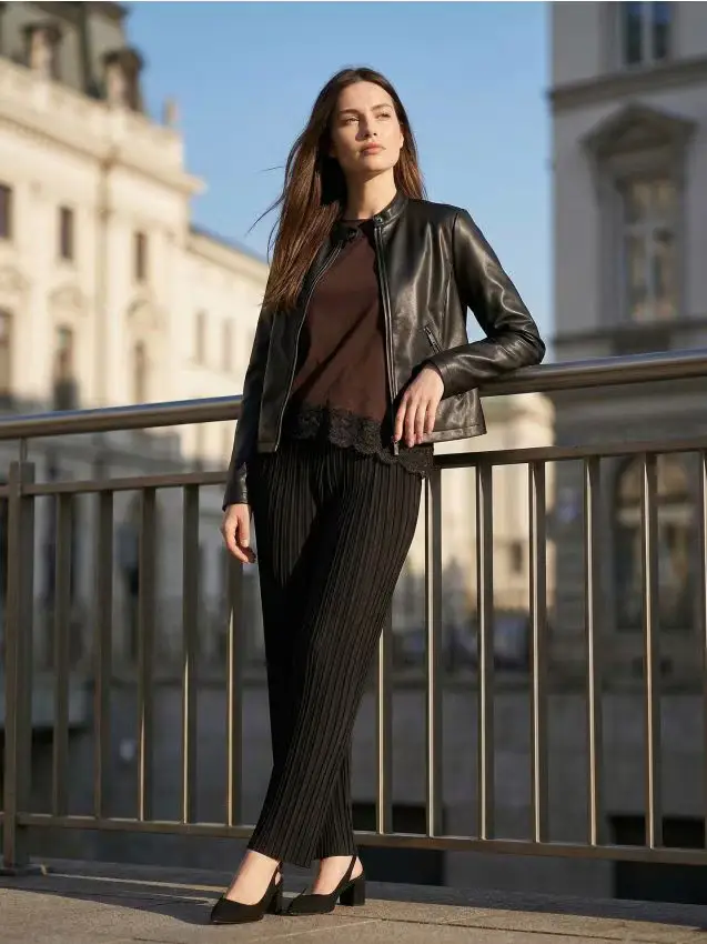 Giacca biker in ecopelle - marrone scuro