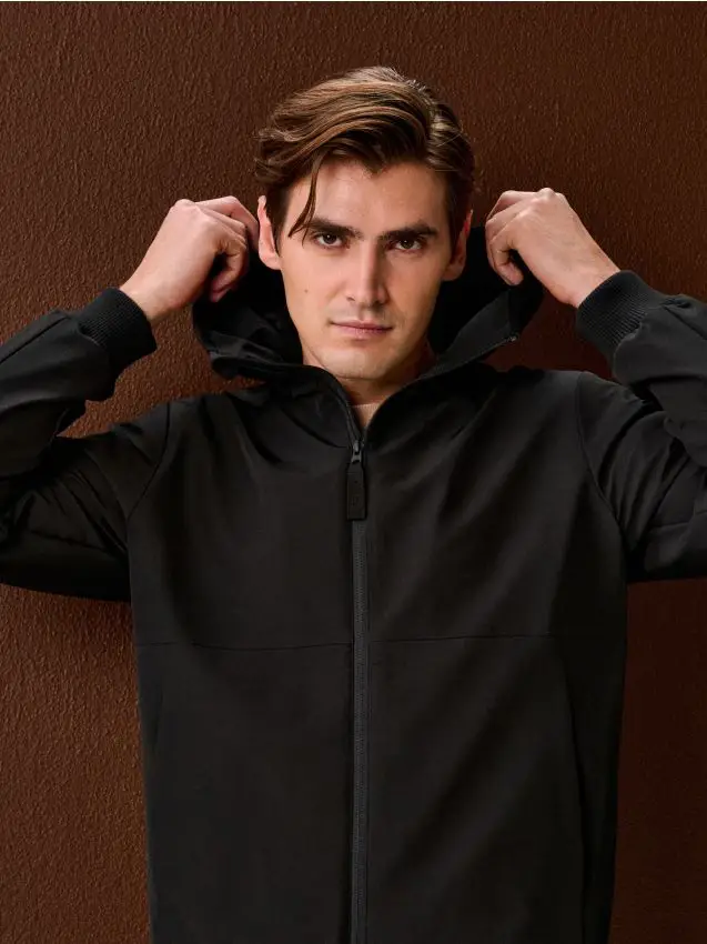 Giacca bomber con cappuccio - nero