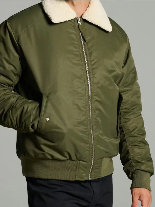 Giacca bomber con colletto - khaki